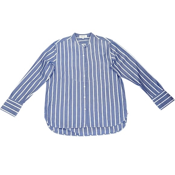 Alex Mill Eloise Bib Lightweight Wide Stripe Shirt, Navy Blue/White, Size M - Picture 5 of 15